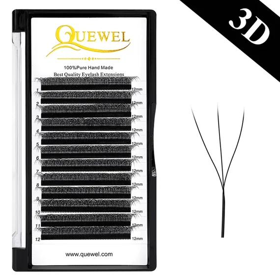 Premade 3D W Shaped Quewel® előrefanolt műszempilla 0,07 C mix tálca