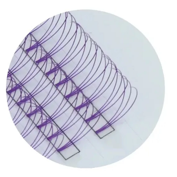 Színes promade lila 3D előre fanolt műszempilla 0,07 CC mix XXL tálca